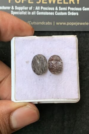 Natural Black Rutile Gemstone Faceted Cut Oval Shape High Quality Loose Gemstones For Jewelry Making 12x9 MM Size 2 Pcs V3126
