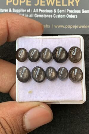 Natural Spectrolite Gemstone Smooth Oval Shape Cabochon Shape High Quality Loose Gemstones For Jewelry Making 8-10 MM Size 10 Pcs V3134