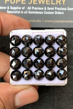Natural Black Spinel Gemstone Rose Cut Round Shape Cabochon Shape High Quality Loose Gemstones For Jewelry Making 8 MM Size 20 Pcs V3135