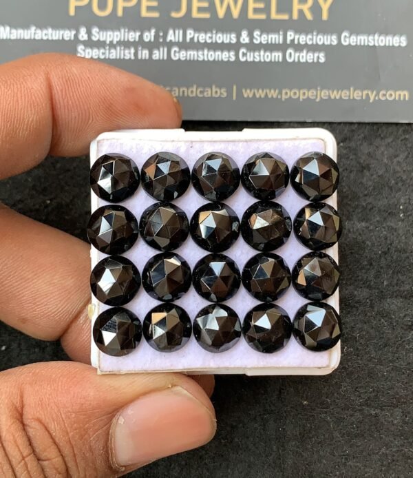 Natural Black Spinel Gemstone Rose Cut Round Shape Cabochon Shape High Quality Loose Gemstones For Jewelry Making 8 MM Size 20 Pcs V3135