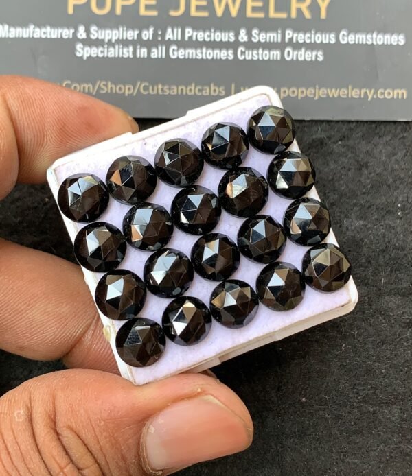Natural Black Spinel Gemstone Rose Cut Round Shape Cabochon Shape High Quality Loose Gemstones For Jewelry Making 8 MM Size 20 Pcs V3135 - Image 2