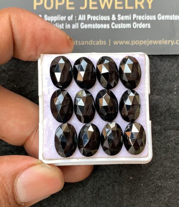 Natural Black Spinel Gemstone Rose Cut Oval Shape Cabochon Shape High Quality Loose Gemstones For Jewelry Making 12x8 MM Size 12 Pcs V3137