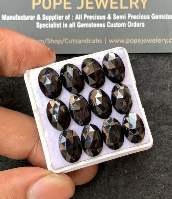 Natural Black Spinel Gemstone Rose Cut Oval Shape Cabochon Shape High Quality Loose Gemstones For Jewelry Making 12x8 MM Size 12 Pcs V3137 - Image 2