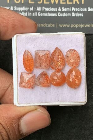 Natural Sun Stone Gemstone Faceted Cut Mix Shape Shape High Quality Loose Gemstones For Jewelry Making 8-13 MM Size 8 Pcs V3149