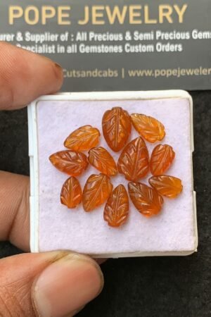 Natural Orange Kyanite Gemstone Hand Carved Leaf Shape Cabochon High Quality Loose Gemstones For Jewelry Making 8-11 MM Size 12 Pcs V3157