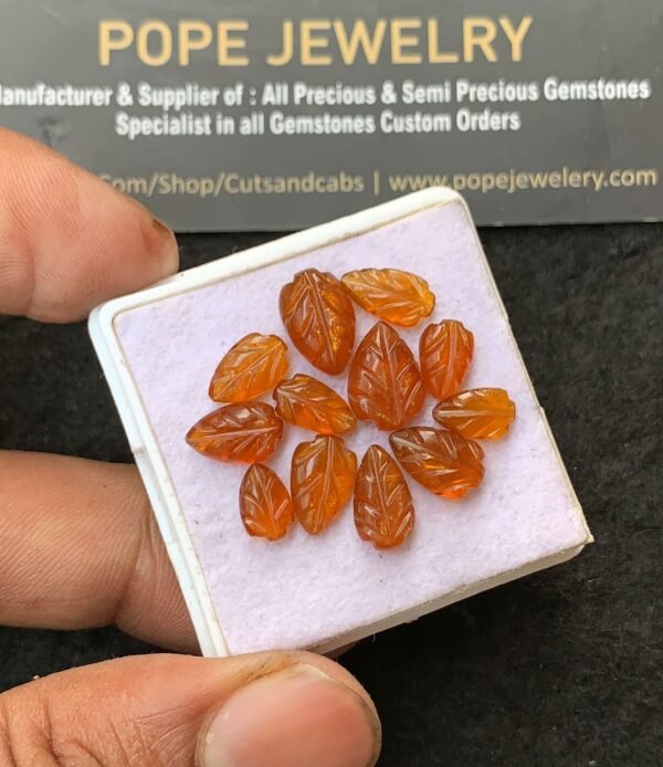 Natural Orange Kyanite Gemstone Hand Carved Leaf Shape Cabochon High Quality Loose Gemstones For Jewelry Making 8-11 MM Size 12 Pcs V3157 - Image 2