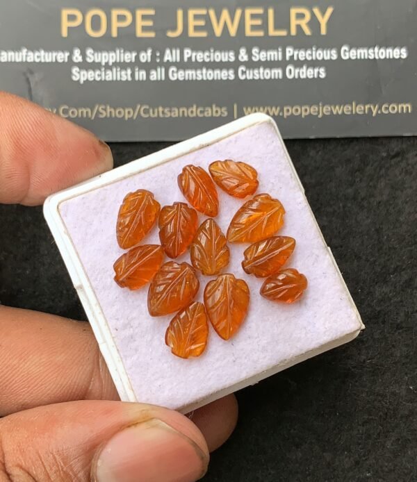 Natural Orange Kyanite Gemstone Hand Carved Leaf Shape Cabochon High Quality Loose Gemstones For Jewelry Making 8-11 MM Size 12 Pcs V3158 - Image 2