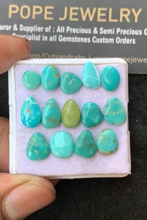 Natural Tibetan Turquoise Gemstone Smooth Fancy Shape Cabochon High Quality Loose Gemstones For Jewelry Making 6-11 MM Size 14 Pcs V3166