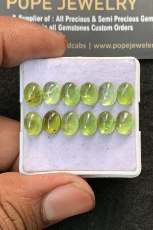 Natural Peridot Gemstone Smooth Oval Shape Cabochon Shape High Quality Loose Gemstones For Jewelry Making 8x16 MM Size 12 Pcs V3180