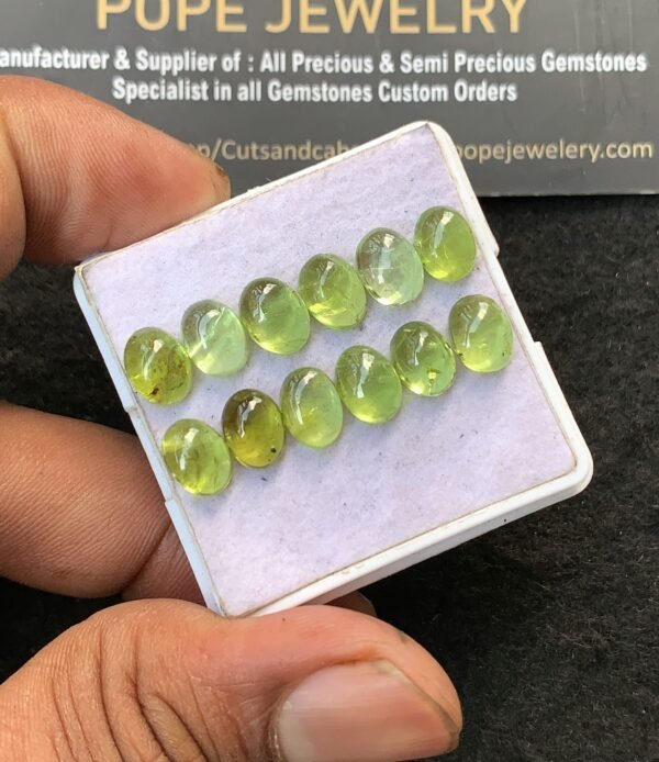 Natural Peridot Gemstone Smooth Oval Shape Cabochon Shape High Quality Loose Gemstones For Jewelry Making 8x16 MM Size 12 Pcs V3180 - Image 2