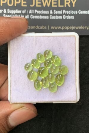 Natural Peridot Gemstone Smooth Mix Shape Cabochon Shape High Quality Loose Gemstones For Jewelry Making 5-7 MM Size 15 Pcs V3181