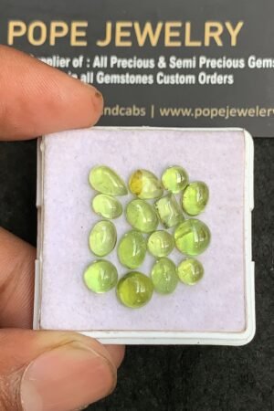 Natural Peridot Gemstone Smooth Mix Shape Cabochon Shape High Quality Loose Gemstones For Jewelry Making 5-8 MM Size 15 Pcs V3183