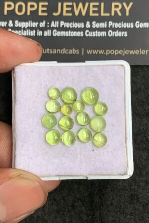 Natural Peridot Gemstone Smooth Round Shape Cabochon Shape High Quality Loose Gemstones For Jewelry Making 4-6 MM Size 15 Pcs V3184