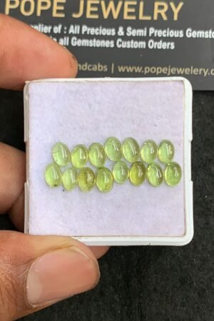 Natural Peridot Gemstone Smooth Oval Shape Cabochon Shape High Quality Loose Gemstones For Jewelry Making 6x4 MM Size 15 Pcs V3185
