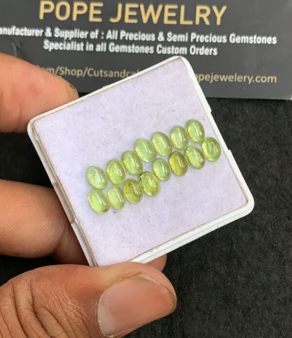Natural Peridot Gemstone Smooth Oval Shape Cabochon Shape High Quality Loose Gemstones For Jewelry Making 6x4 MM Size 15 Pcs V3185 - Image 2