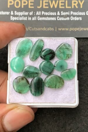 Natural Emerald Gemstone Smooth Fancy Shape Cabochon High Quality Loose Gemstones For Jewelry Making 8-14 MM Size 12 Pc V3214