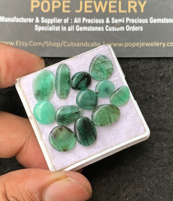 Natural Emerald Gemstone Smooth Fancy Shape Cabochon High Quality Loose Gemstones For Jewelry Making 8-14 MM Size 12 Pc V3214 - Image 2