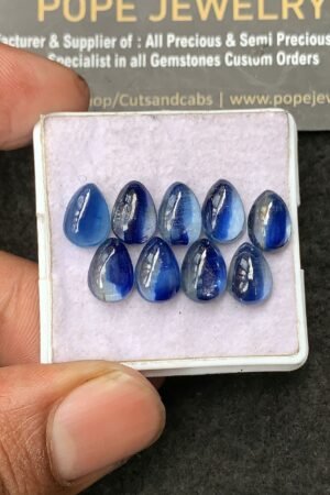 Natural Blue Kyanite Gemstone Smooth Pear Shape Cabochon High Quality Loose Gemstones For Jewelry Making 10x7 MM Size 9 Pc V3231