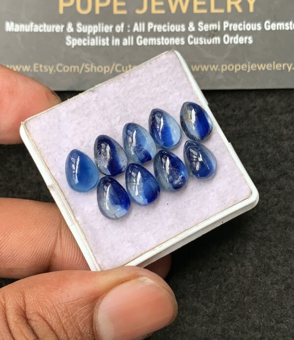 Natural Blue Kyanite Gemstone Smooth Pear Shape Cabochon High Quality Loose Gemstones For Jewelry Making 10x7 MM Size 9 Pc V3231 - Image 2