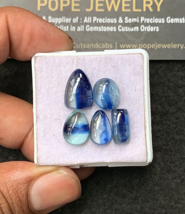 Natural Blue Kyanite Gemstone Smooth Mix Shape Cabochon High Quality Loose Gemstones For Jewelry Making 11-14 MM Size 5 Pc V3232