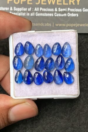 Natural Blue Kyanite Gemstone Smooth Pear Shape Cabochon High Quality Loose Gemstones For Jewelry Making 8-9 MM Size 18 Pc V3234