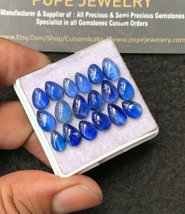 Natural Blue Kyanite Gemstone Smooth Pear Shape Cabochon High Quality Loose Gemstones For Jewelry Making 8-9 MM Size 18 Pc V3234 - Image 2