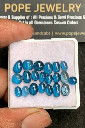 Natural Indicolite Kyanite Gemstone Smooth Mix Shape Cabochon High Quality Loose Gemstones For Jewelry Making 5-8 MM Size 21 Pc V3243