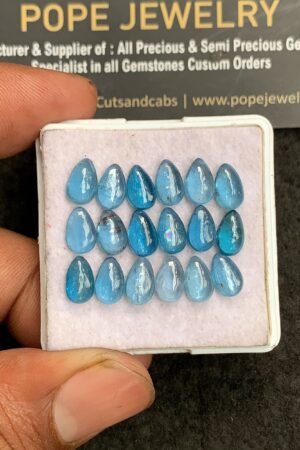 Natural Indicolite Kyanite Gemstone Smooth Pear Shape Cabochon High Quality Loose Gemstones For Jewelry Making 8x5 MM Size 18 Pc V3244