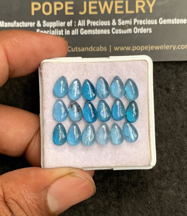 Natural Indicolite Kyanite Gemstone Smooth Pear Shape Cabochon High Quality Loose Gemstones For Jewelry Making 8x5 MM Size 18 Pc V3244