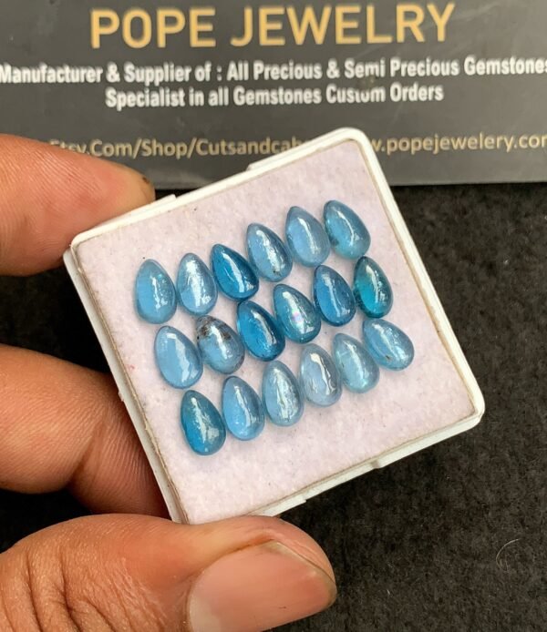 Natural Indicolite Kyanite Gemstone Smooth Pear Shape Cabochon High Quality Loose Gemstones For Jewelry Making 8x5 MM Size 18 Pc V3244 - Image 2