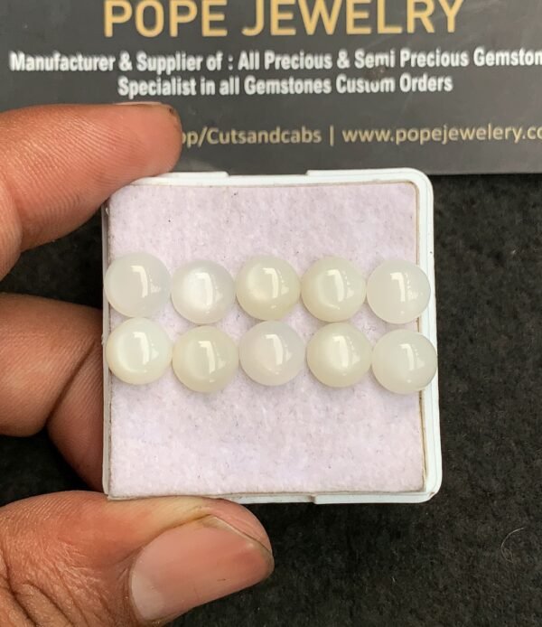 Natural White Moonstone Gemstone Smooth Round Shape Cabochon High Quality Loose Gemstones For Jewelry Making 8 MM Size 10 Pc V3246
