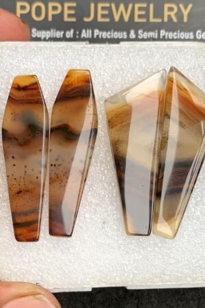 Natural Montana Agate Gemstone Smooth Fancy Shape Cabochon High Quality Loose Gemstones For Jewelry Making 40-42 MM Size 2 Pair V3248