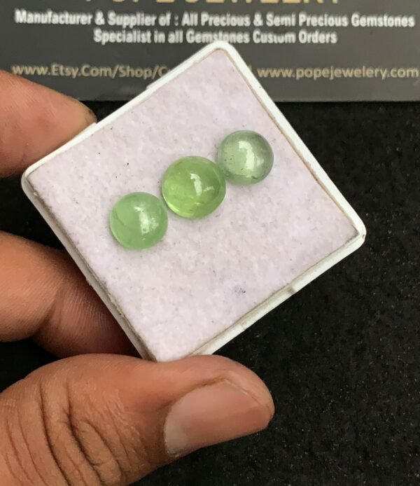 Natural Mint Kyanite Gemstone Smooth Round Shape Cabochon High Quality Loose Gemstones For Jewelry Making 9-10 MM Size 3 Pcs V3253 - Image 2