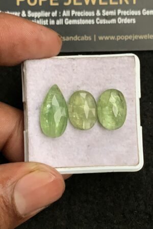 Natural Mint Kyanite Gemstone Rose Cut Mix Shape Cabochon High Quality Loose Gemstones For Jewelry Making 14-18 MM Size 3 Pcs V3255