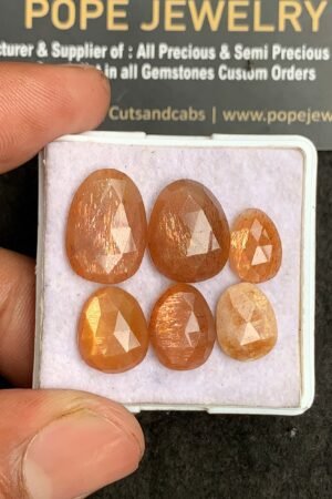 Natural Sunstone Gemstone Rose Cut Fancy Shape Cabochon High Quality Loose Gemstones For Jewelry Making 11-17 MM Size 6 Pcs V3263