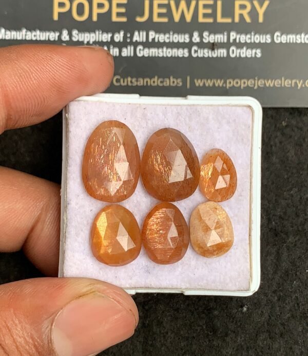 Natural Sunstone Gemstone Rose Cut Fancy Shape Cabochon High Quality Loose Gemstones For Jewelry Making 11-17 MM Size 6 Pcs V3263