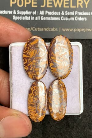 Natural Mariam Jasper Gemstone Smooth Oval Shape Cabochon High Quality Loose Gemstones For Jewelry Making 22-24 MM Size 2 Pair V3264