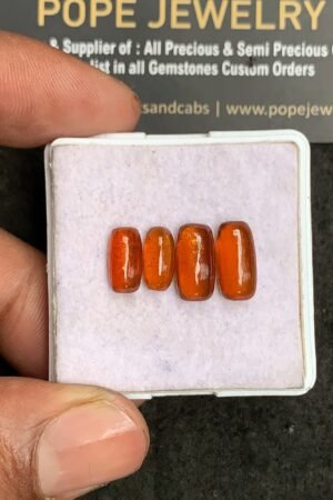 Natural Orange Kyanite Gemstone Smooth Rectangle Shape Cabochon High Quality Loose Gemstones For Jewelry Making 10-12 MM Size 4 Pcs V3266