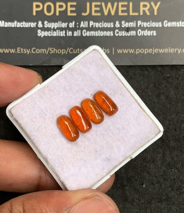 Natural Orange Kyanite Gemstone Smooth Rectangle Shape Cabochon High Quality Loose Gemstones For Jewelry Making 10x5 MM Size 4 Pcs V3267 - Image 2