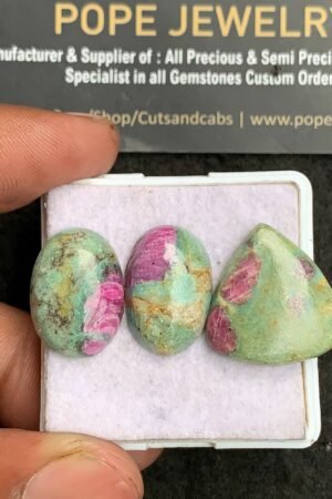 Natural Ruby Fuchsite Gemstone Smooth Mix Shape Cabochon High Quality Loose Gemstones For Jewelry Making 19-21 MM Size 3 Pcs V3269