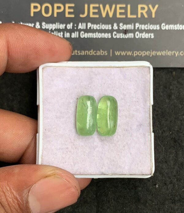 Natural Mint Kyanite Gemstone Smooth Rectangle Shape Cabochon High Quality Loose Gemstones For Jewelry Making 14x7 MM Size 2 Pcs V3272