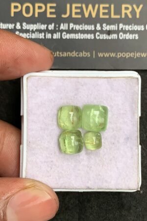 Natural Mint Kyanite Gemstone Smooth Cushion Shape Cabochon High Quality Loose Gemstones For Jewelry Making 6-8 MM Size 4 Pcs V3274