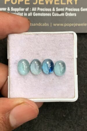 Natural Aqua Kyanite Gemstone Smooth Oval Shape Cabochon High Quality Loose Gemstones For Jewelry Making 9x7 MM Size 4 Pcs V3275
