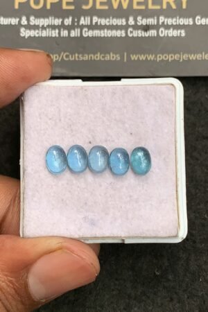 Natural Aqua Kyanite Gemstone Smooth Oval Shape Cabochon High Quality Loose Gemstones For Jewelry Making 7x5 MM Size 5 Pcs V3276