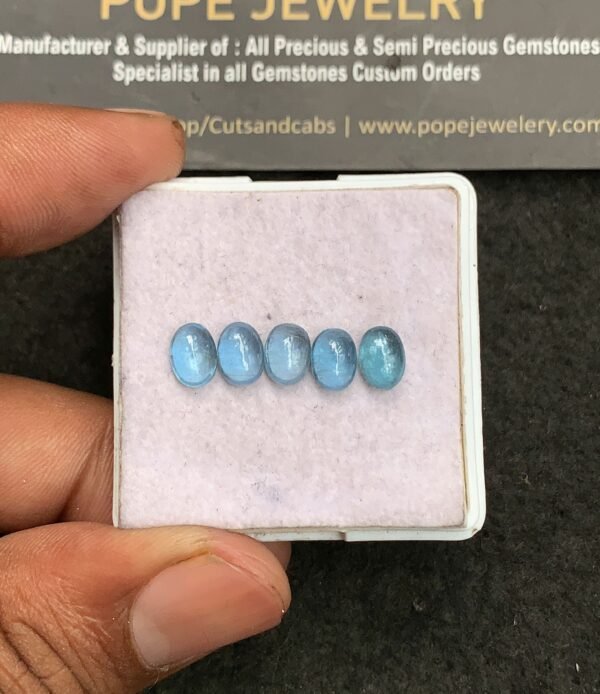 Natural Aqua Kyanite Gemstone Smooth Oval Shape Cabochon High Quality Loose Gemstones For Jewelry Making 7x5 MM Size 5 Pcs V3276