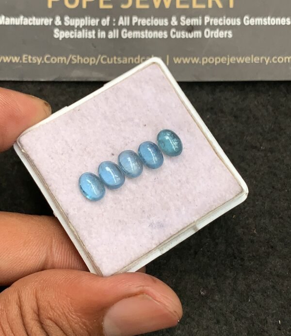 Natural Aqua Kyanite Gemstone Smooth Oval Shape Cabochon High Quality Loose Gemstones For Jewelry Making 7x5 MM Size 5 Pcs V3276 - Image 2