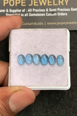 Natural Aqua Kyanite Gemstone Smooth Oval Shape Cabochon High Quality Loose Gemstones For Jewelry Making 7x5 MM Size 6 Pcs V3277