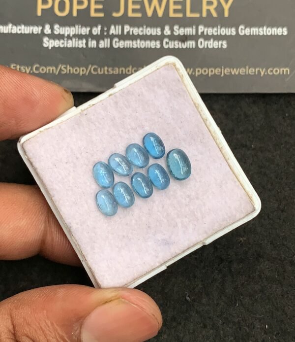 Natural Aqua Kyanite Gemstone Smooth Oval Shape Cabochon High Quality Loose Gemstones For Jewelry Making 6-7 MM Size 9 Pcs V3280 - Image 2