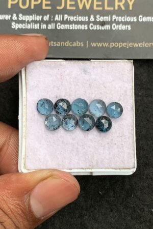 Natural Teal Green Kyanite Gemstone Rose Cut Round Shape Cabochon High Quality Loose Gemstones For Jewelry Making 6 MM Size 9 Pcs V3288