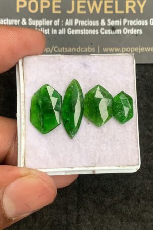 Natural Chrome Gemstone Rose Cut Mix Shape Cabochon High Quality Loose Gemstones For Jewelry Making 11-20 MM Size 4 Pcs V3290